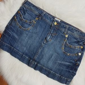 Denim short studded jean skirt